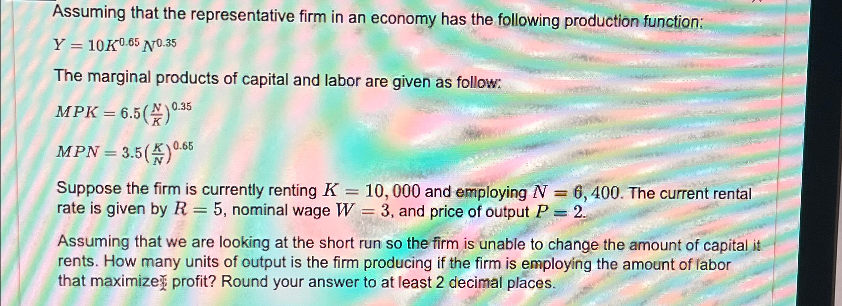 Solved Assuming that the representative firm in an economy | Chegg.com