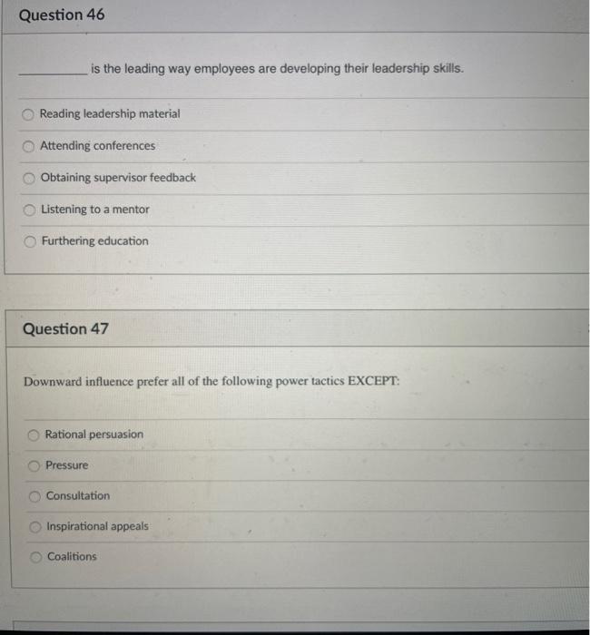 Solved Question 46 Is The Leading Way Employees Are Chegg