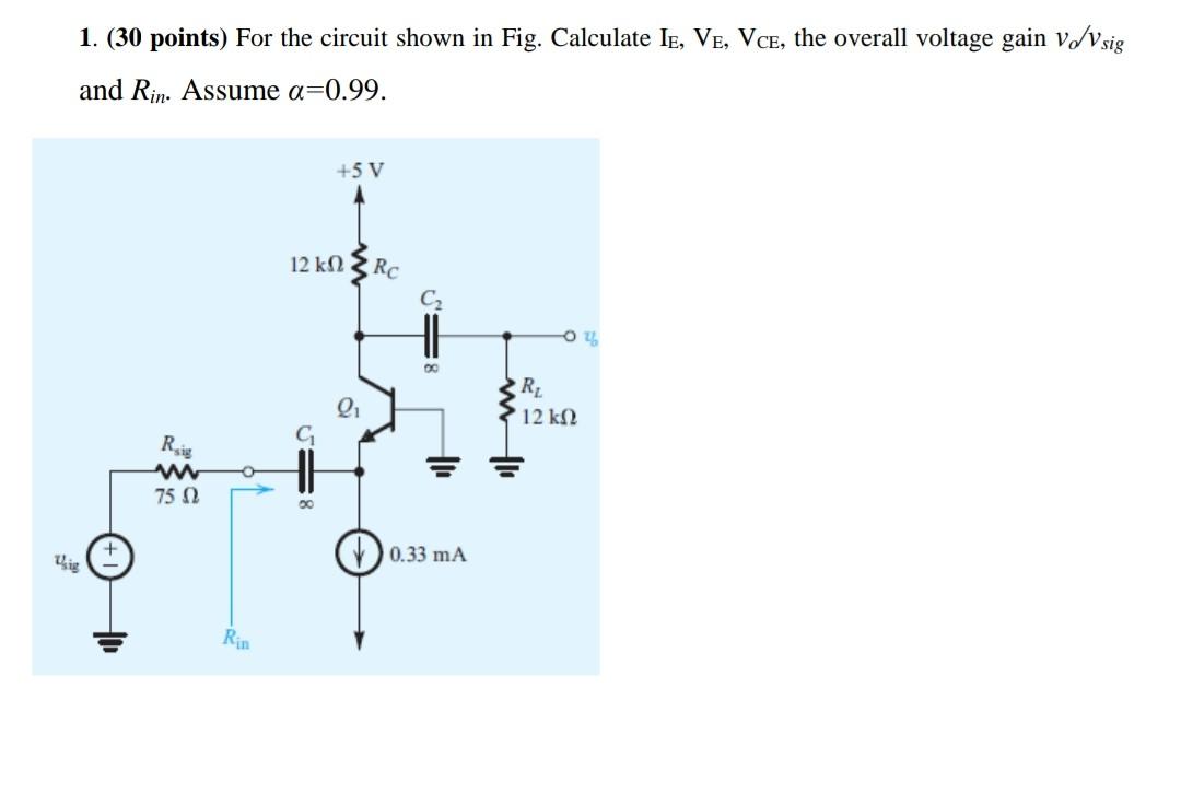 Solved 1. (30 points) For the circuit shown in Fig. | Chegg.com