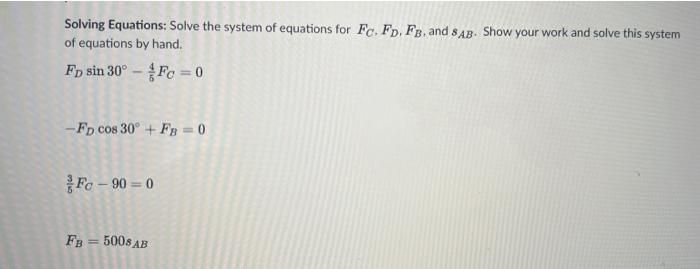Solved Solving Equations: Solve the system of equations for | Chegg.com