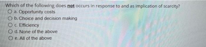 Solved Which of the following does not occurs in response to | Chegg.com