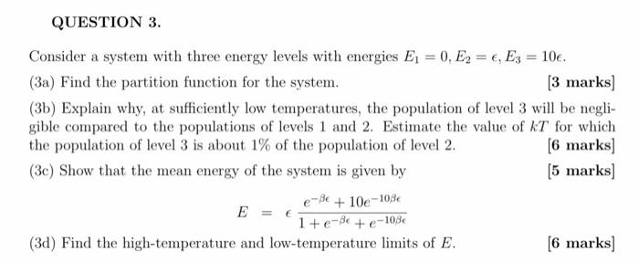 Solved QUESTION 3. Consider a system with three energy | Chegg.com