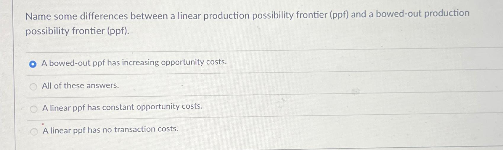 Solved Name some differences between a linear production | Chegg.com