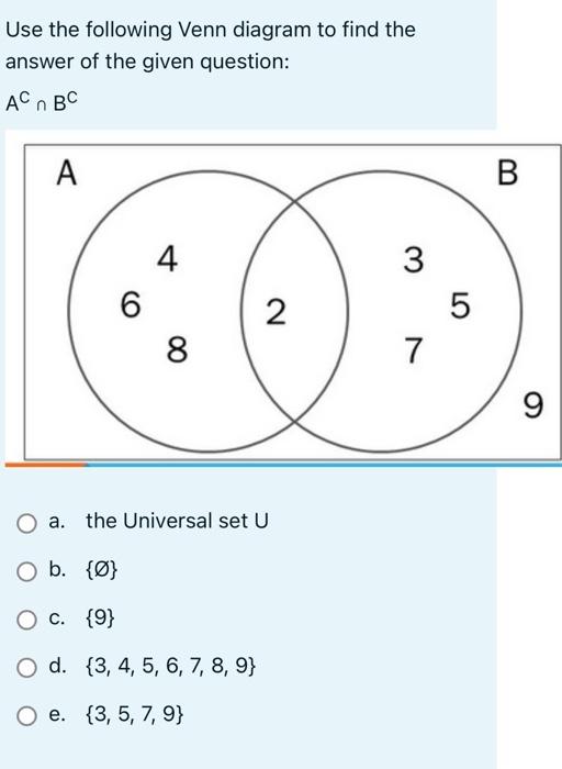 Solved Use The Following Venn Diagram To Find The Answer Of | Chegg.com