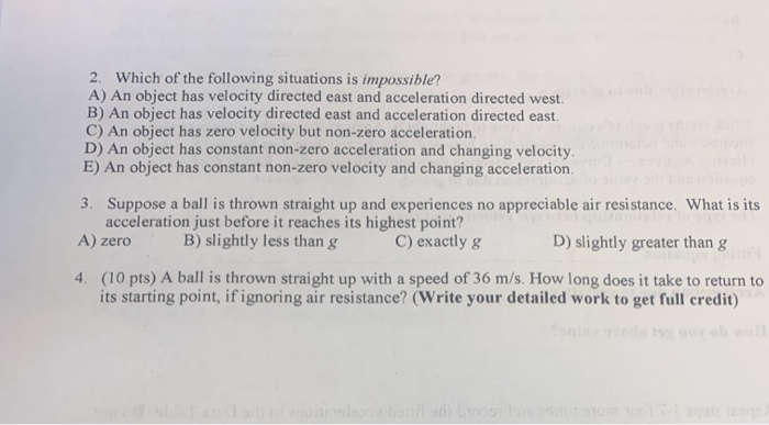 Solved 2. Which of the following situations is impossible? | Chegg.com