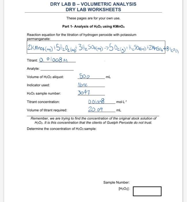 Solved DRY LAB B-VOLUMETRIC ANALYSIS DRY LAB WORKSHEETS | Chegg.com