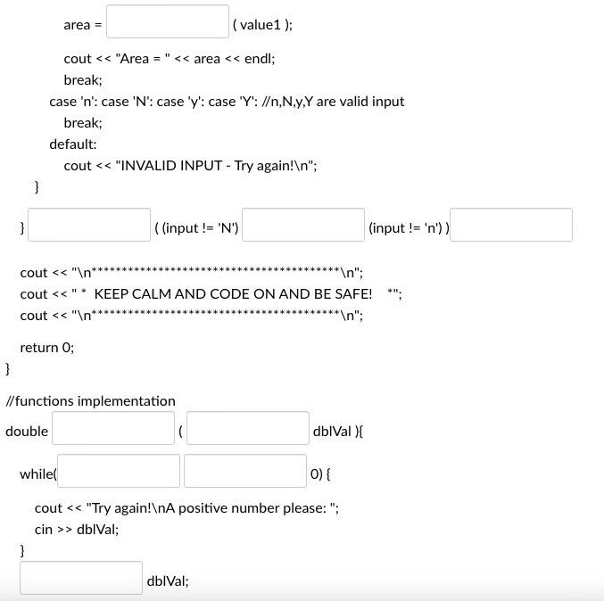 Solved 1. Create functions to find the area for rectangle, | Chegg.com