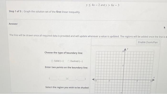 Solved y≤4x−2 Step 1 of 3: Graph the solution set of the | Chegg.com