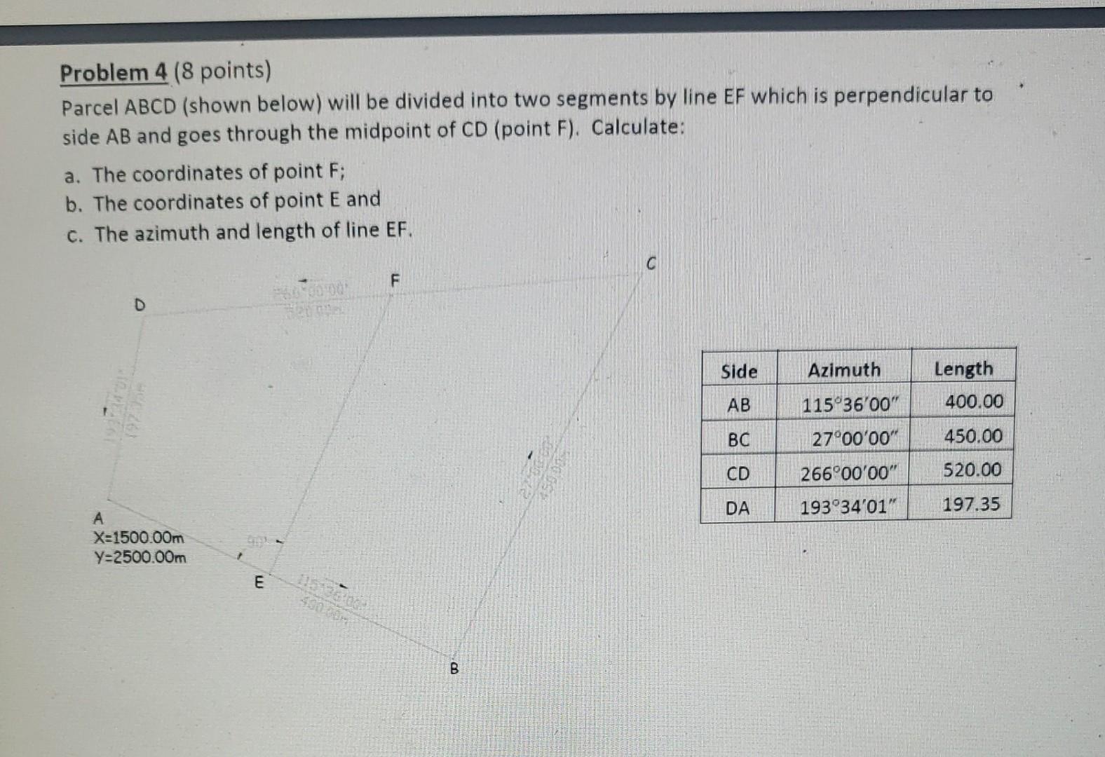 Solved Problem 4 (8 Points) Parcel ABCD (shown Below) Will | Chegg.com