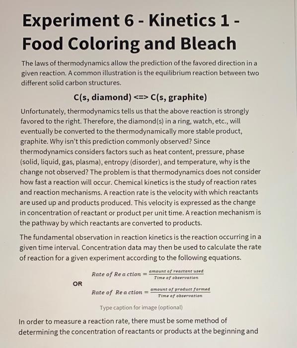 Experiment 6 1 Food Coloring and Bleach