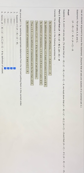 Solved Use An Element Argument To Prove The Statement. | Chegg.com