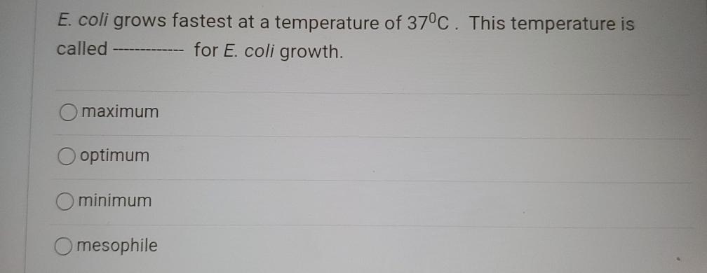 effect of temperature on e coli growth experiment