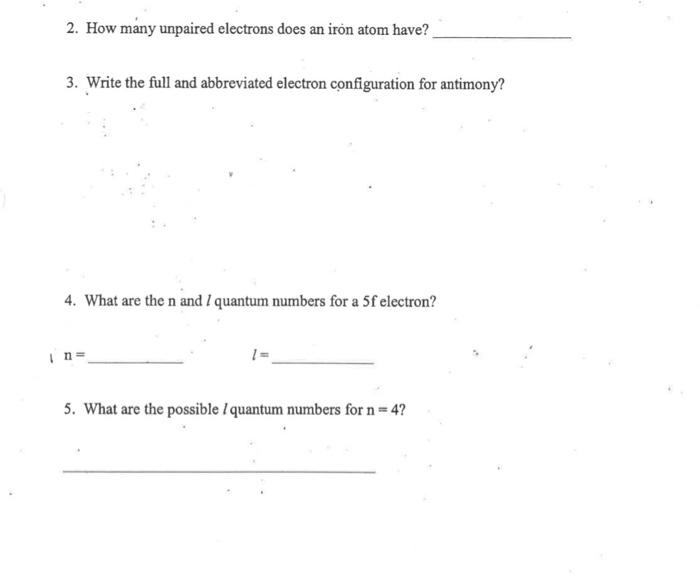 Solved 2. How many unpaired electrons does an iron atom