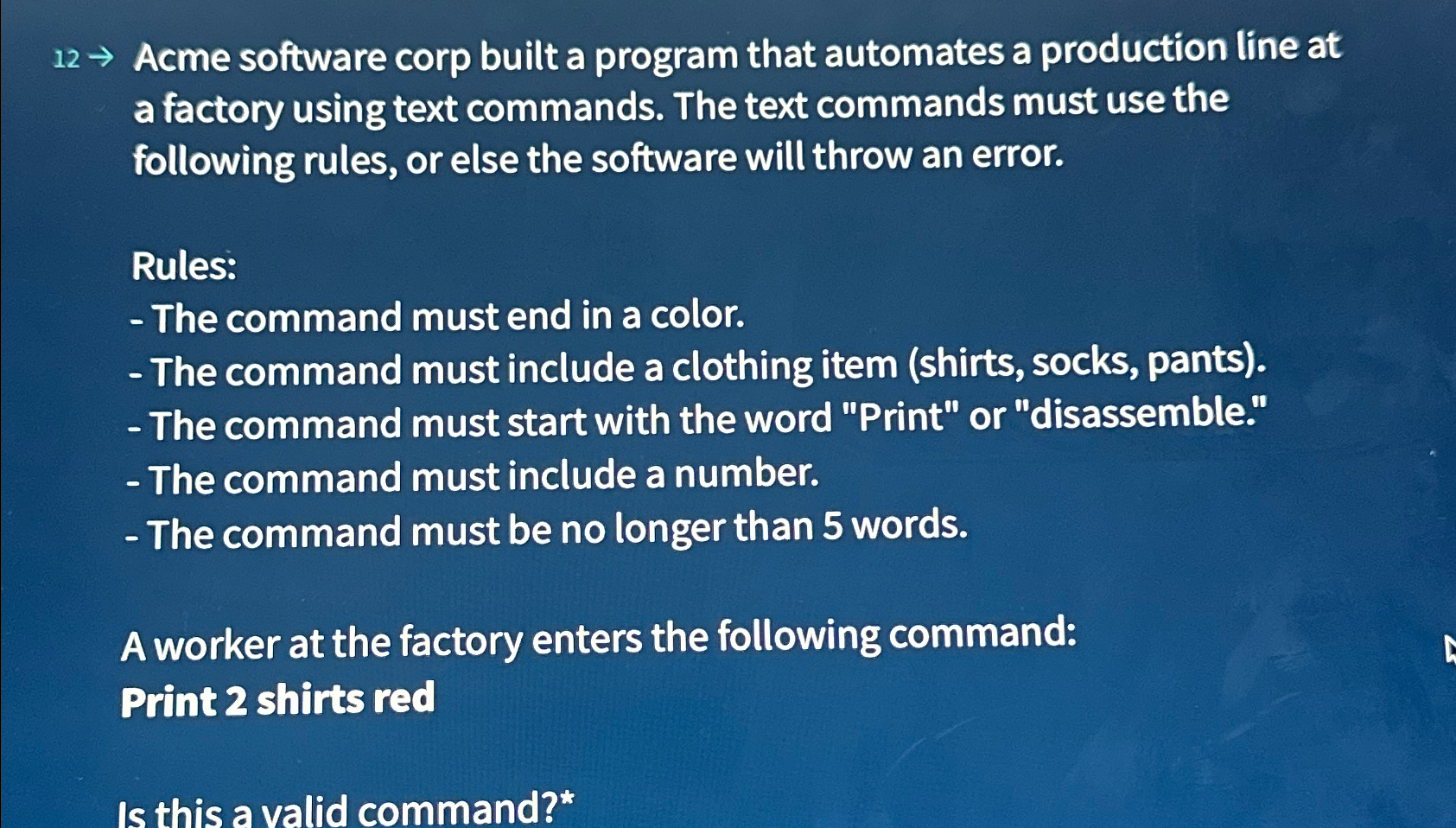 Solved 12→ ﻿Acme software corp built a program that | Chegg.com