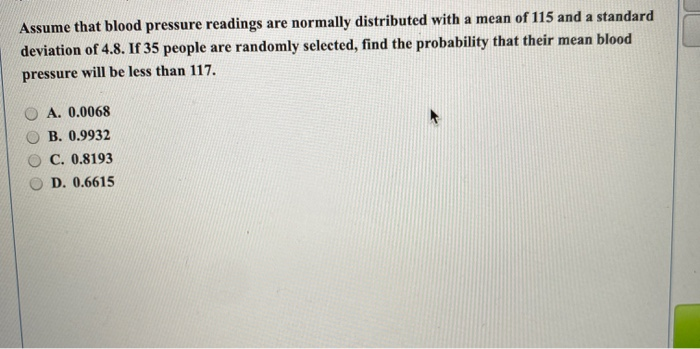 Assume That Blood Pressure Readings Are Normally
