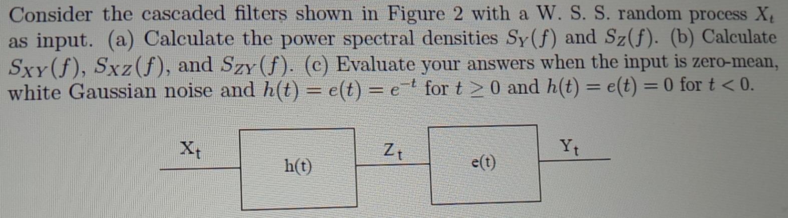 Solved Consider the cascaded filters shown in Figure 2 with | Chegg.com