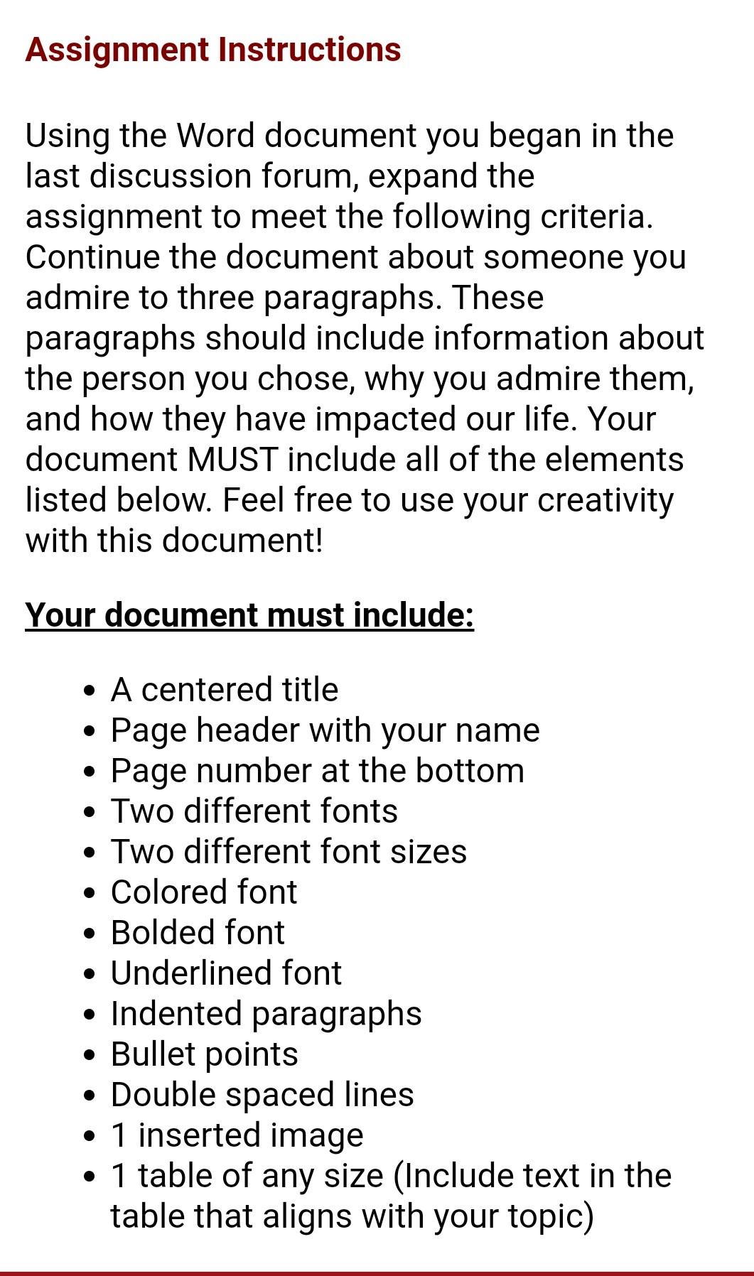 Assignment Instructions Using the Word document you | Chegg.com