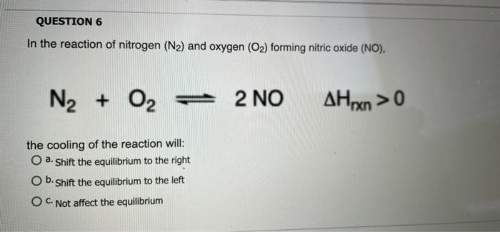 Solved QUESTION 6 In the reaction of nitrogen (N2) and | Chegg.com