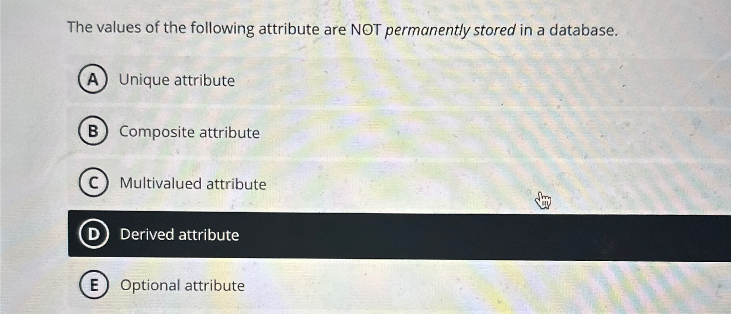 Solved The values of the following attribute are NOT | Chegg.com