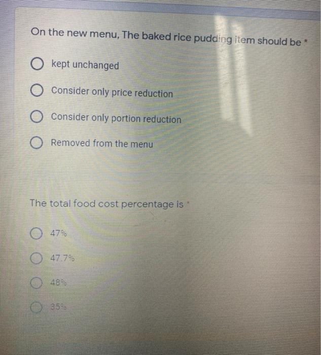 Solved Menu Engineering and Analysis: All questions in this | Chegg.com