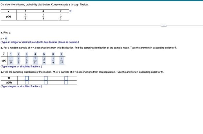 Solved Consider the following probability distribution. | Chegg.com