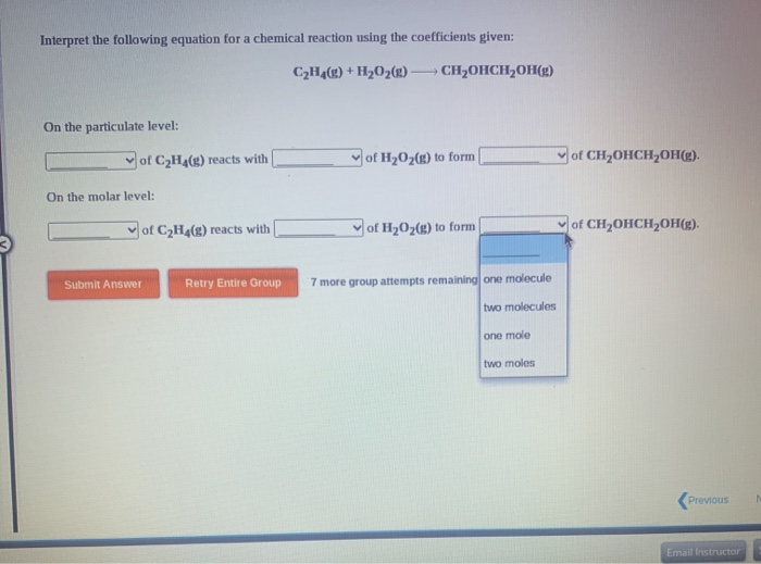 Solved Interpret the following equation for a chemical Chegg