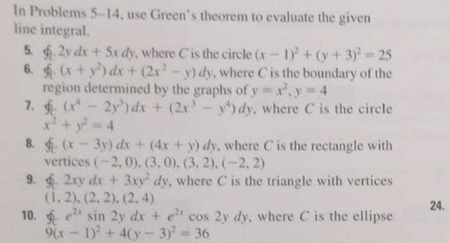 Greens theorem 4x 2 ydx deals 5x y 3 dy chegg