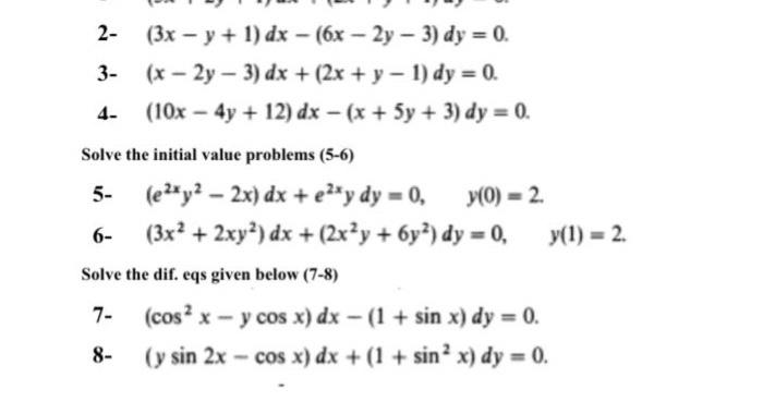 Solved 2 3x−y1dx−6x−2y−3dy0 3 4277