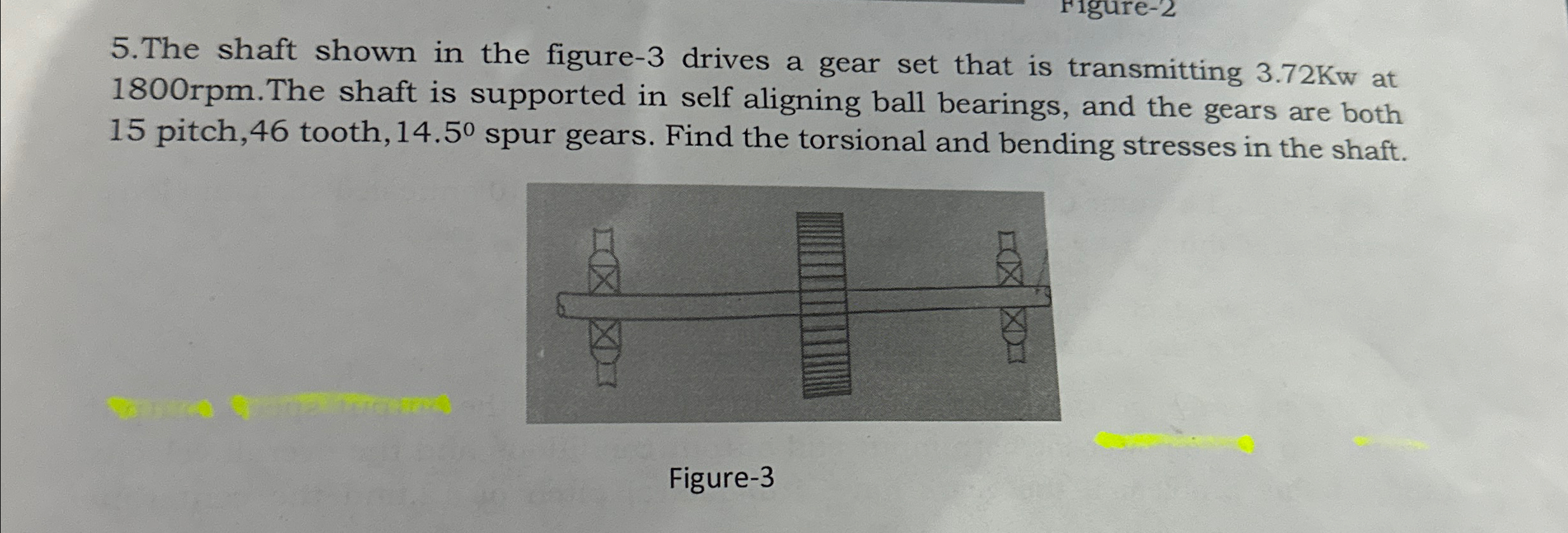 Solved 5.The shaft shown in the figure-3 ﻿drives a gear set | Chegg.com