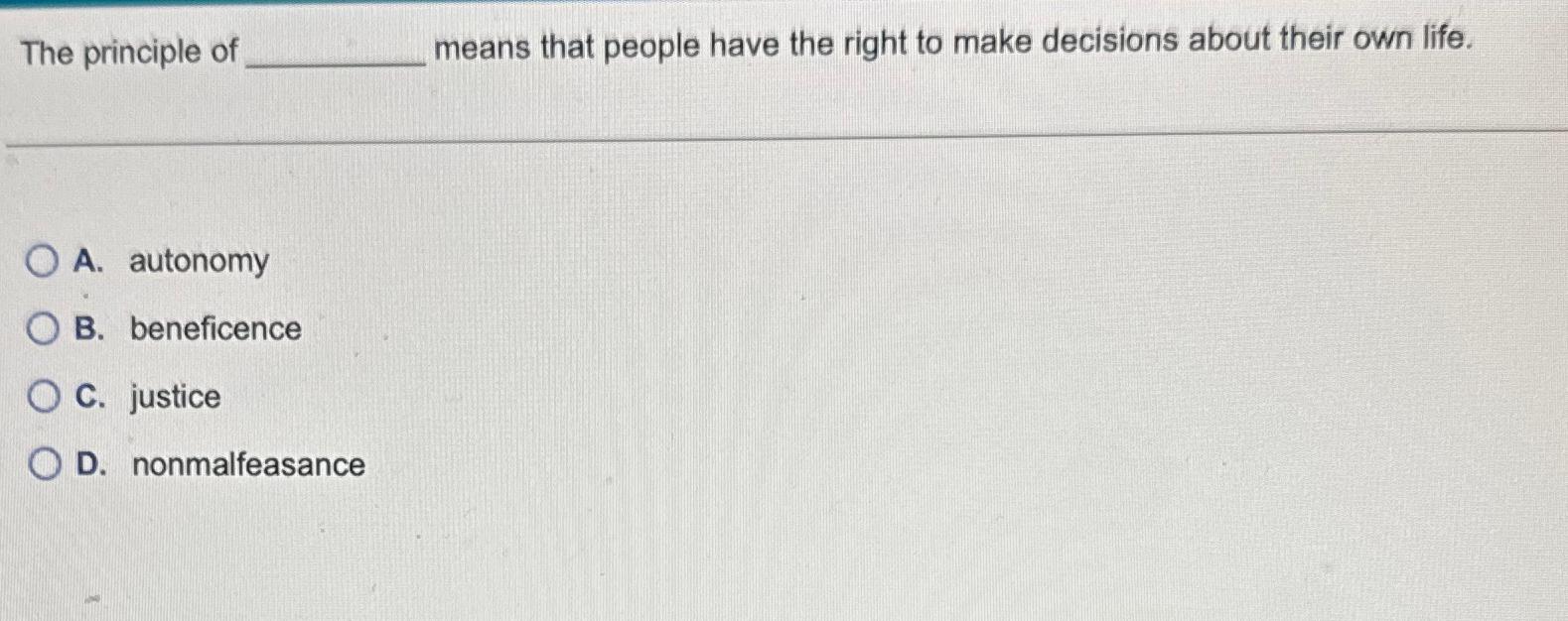 Solved The principle of means that people have the right to | Chegg.com