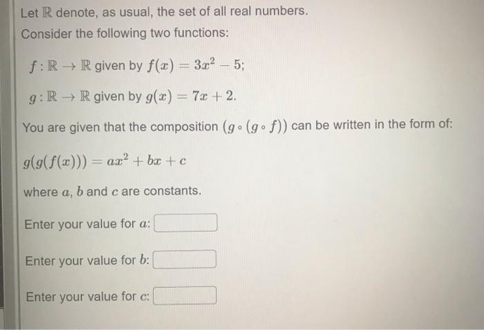 Solved Let R denote, as usual, the set of all real numbers. | Chegg.com