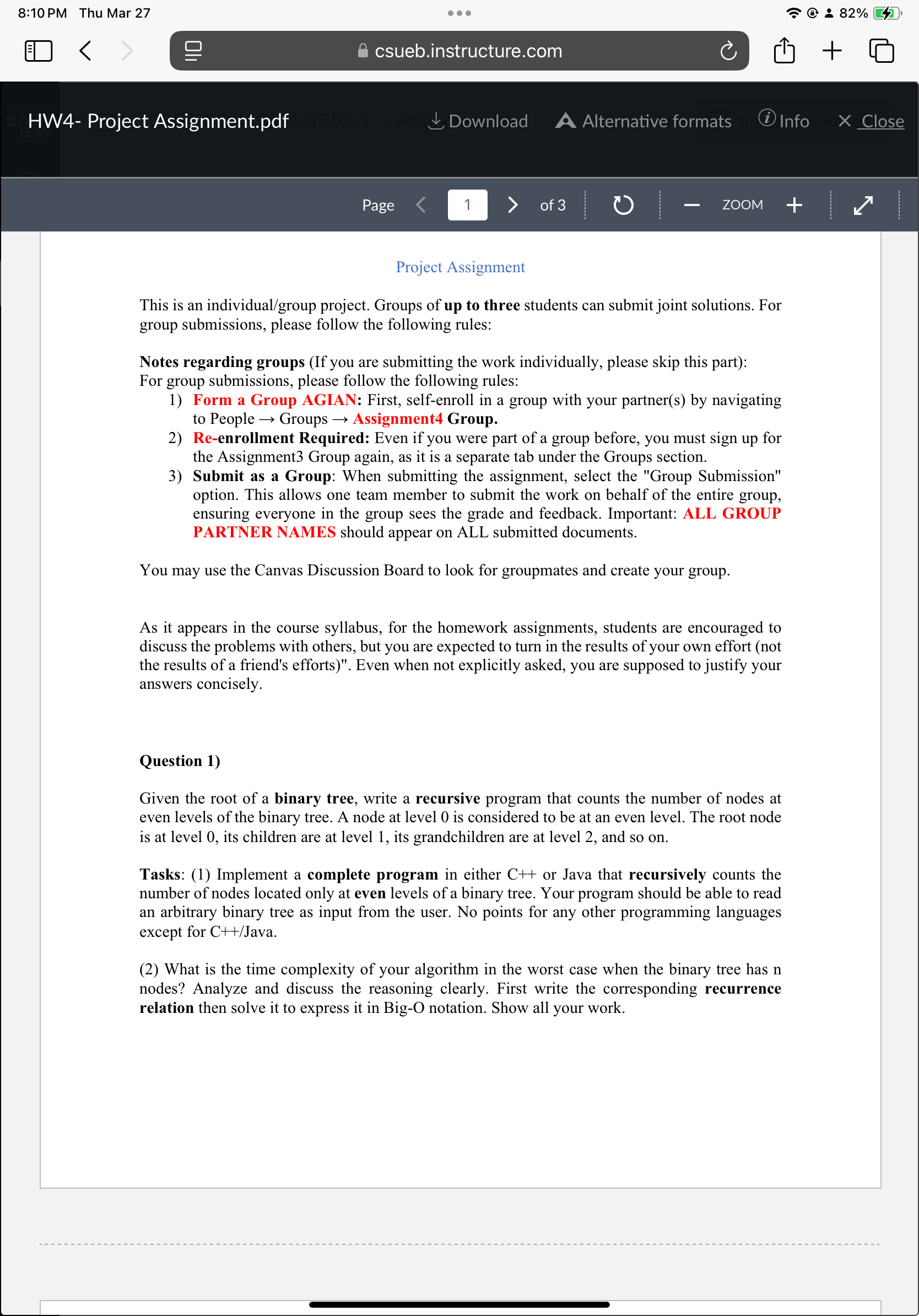 Solved Question 1) ﻿Given the root of a binary tree, write a | Chegg.com image.