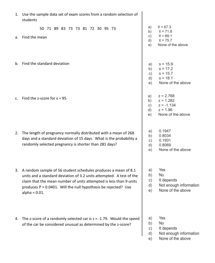 Solved Use the sample data set of exam scores from a random | Chegg.com