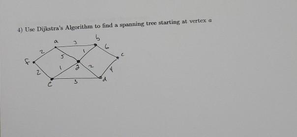 Solved 4) Use Dijkstra's Algorithm to find a spanning tree | Chegg.com