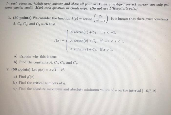 Solved In each question, justify your answer and show all | Chegg.com