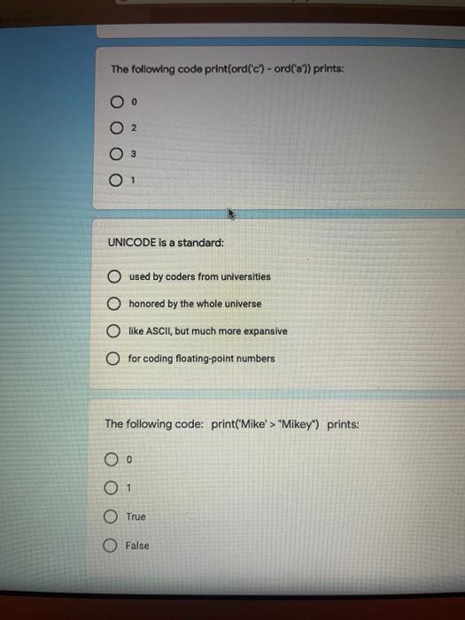 Solved The following code: print(3 * 'abc'+xyz) prints: | Chegg.com