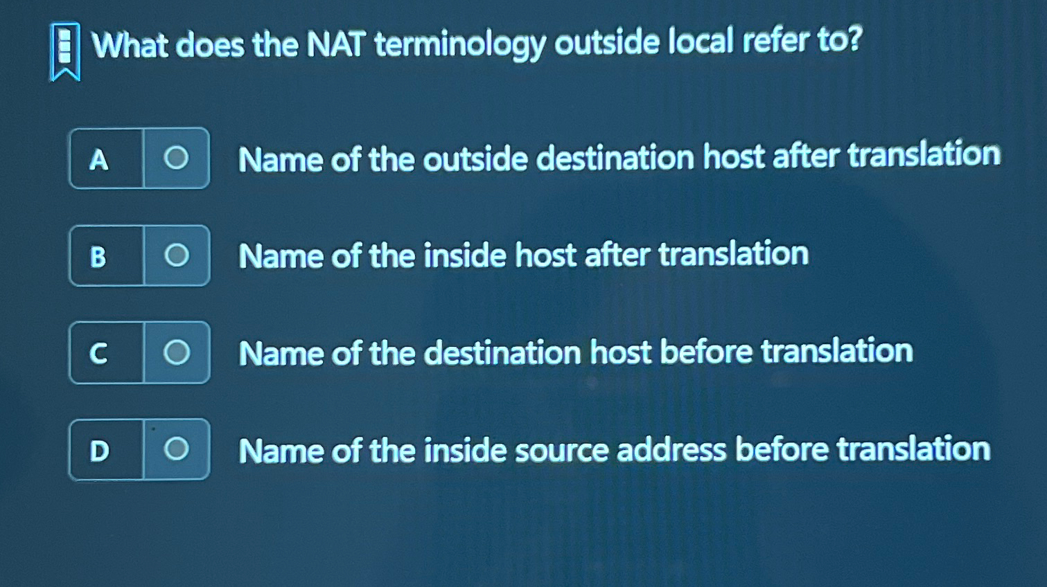 Solved What does the NAT terminology outside local refer | Chegg.com