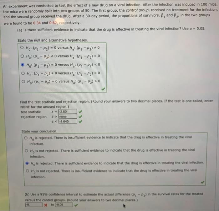 Solved An experiment was conducted to test the effect of a | Chegg.com