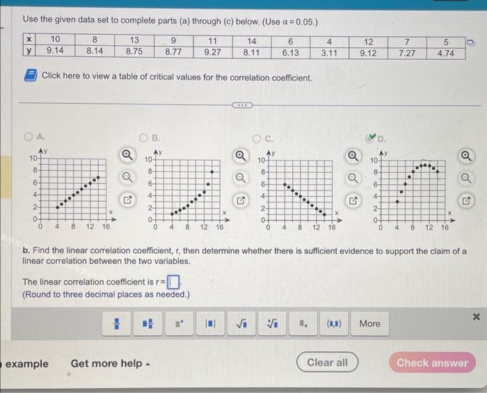 Solved Use the given data set to complete parts (a) through | Chegg.com