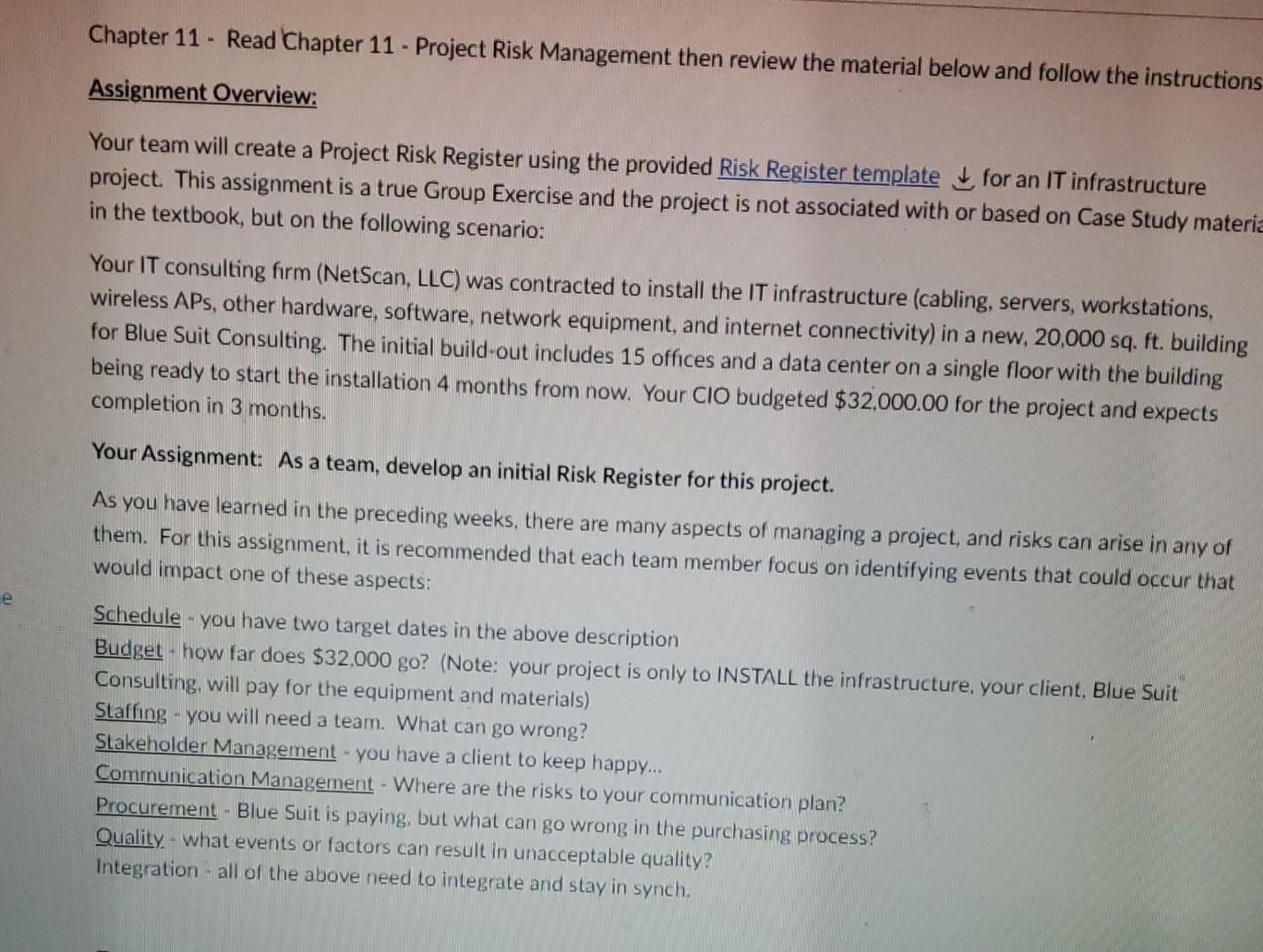 Solved course : Project Management I will make sure to | Chegg.com