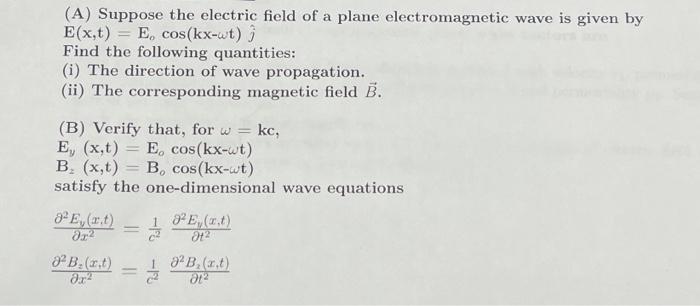 Solved (A) Suppose The Electric Field Of A Plane | Chegg.com