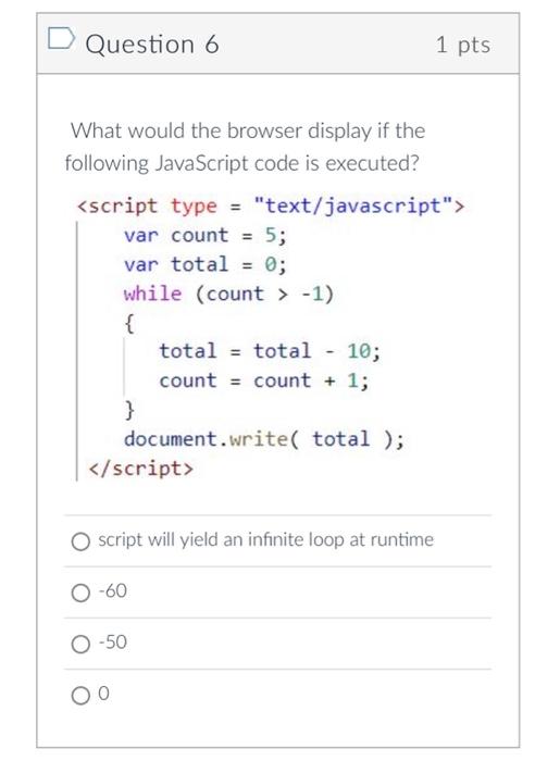 Solved Question 5 In JavaScript, an alert dialog box | Chegg.com