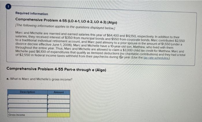 Solved Required Information Comprehensive Problem 4-55 (LO | Chegg.com