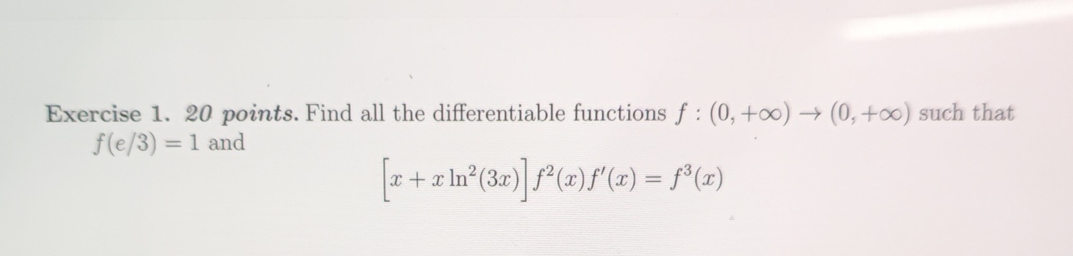 Solved Exercise 1. 20 ﻿points. Find all the differentiable | Chegg.com