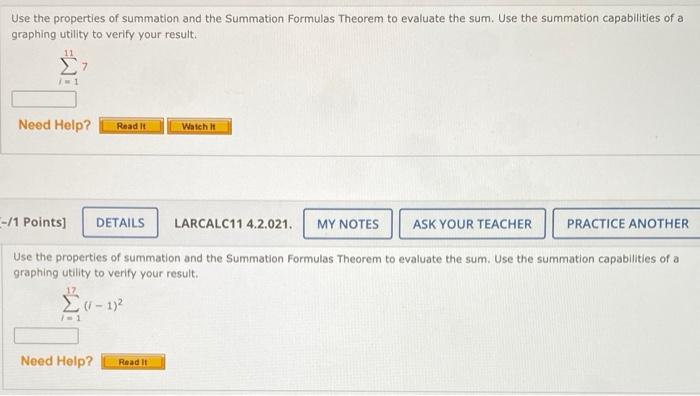Solved Use the properties of summation and the Summation | Chegg.com