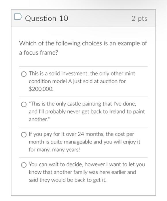 Solved Question 10 2 pts Which of the following choices is | Chegg.com