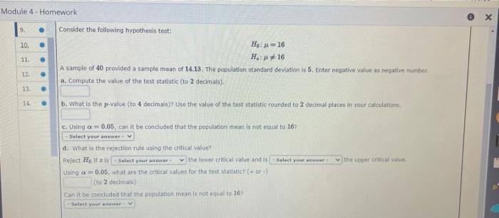 Solved Module 4 - Homework 9. Consider the following | Chegg.com