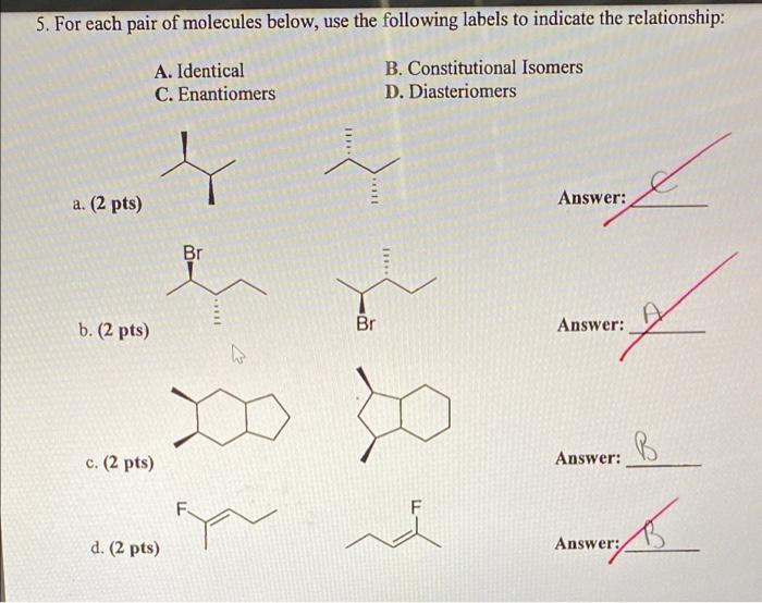 Solved 5. For Each Pair Of Molecules Below, Use The | Chegg.com