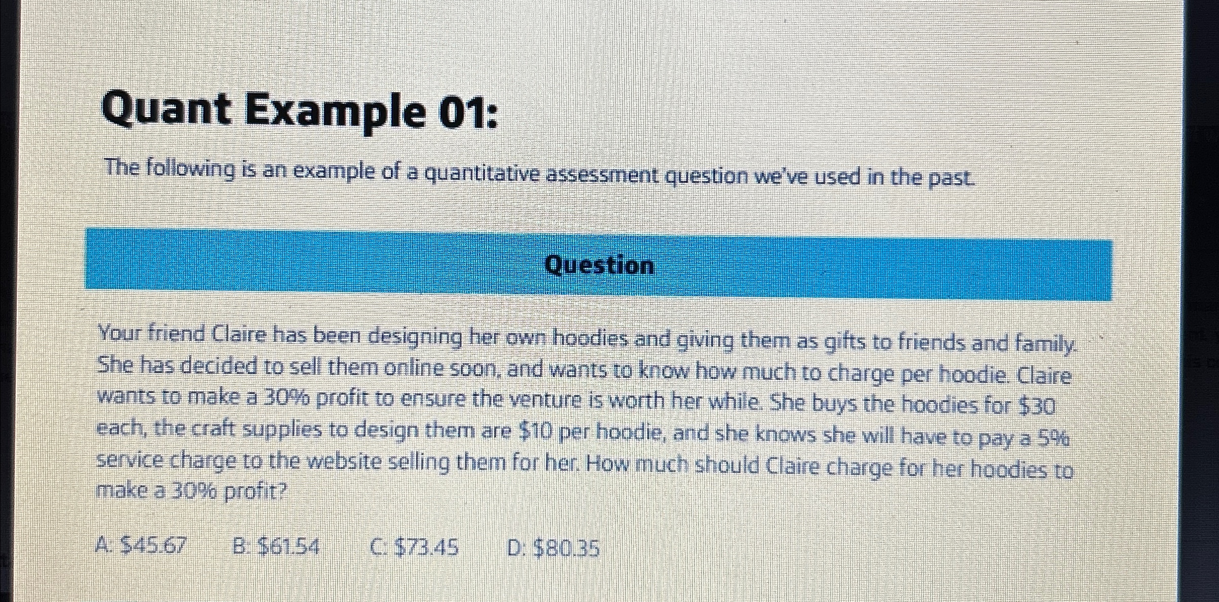 Solved Quant Example 01:The following is an example of a | Chegg.com