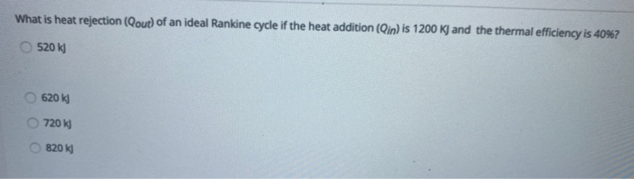 Solved What Is Heat Rejection Qout Of An Ideal Rankine Chegg